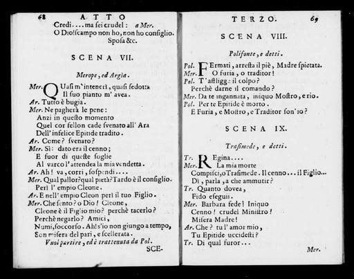 Merope. Libretto. Italian Opera. Performance: Bologna - LOC's Public ...