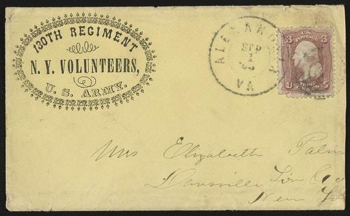 [Civil War envelope for N.Y. Volunteers, 130th Regiment, U.S. Army ...