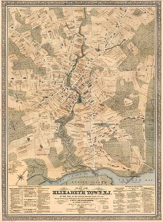Карта Элизабет-Тауна, штат Нью-Джерси, во время Рейдерской войны, 1775-1783годы. Съемка той части свободного района и города Элизабет, где сейчаснаходится город Элизабет - PICRYL Поиск в мировом общественном достоянии
