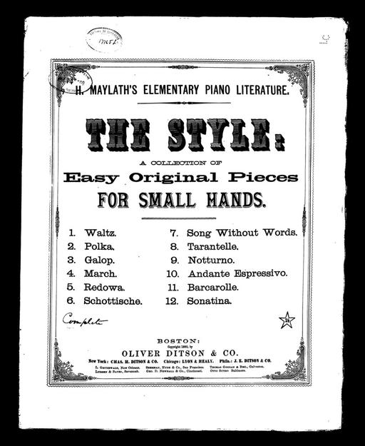 The  style: a collection of easy original pieces for small hands, book, music, songs, children, musical notes, lyrics, sheet music