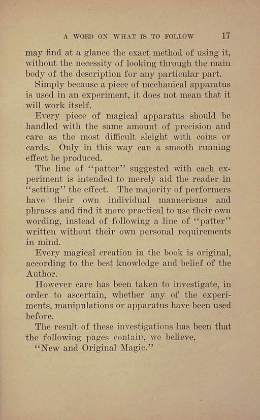 New and original magic : comprising a number of novel and entertaining effects : a fund of information for the professional artist and his younger brother, the amateur