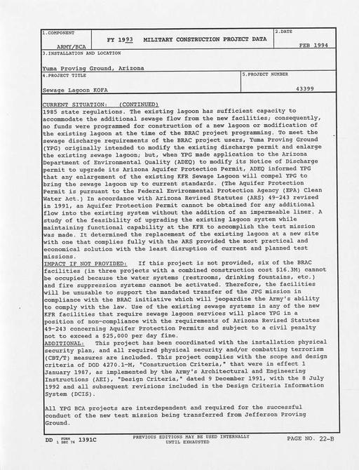 Army (BRAC 1) FY 1995 Budget Estimates, DoD Base Realignment and ...