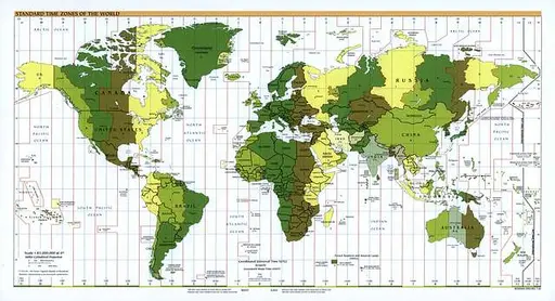 Standard time zones of the world. - Public domain map — PICRYL