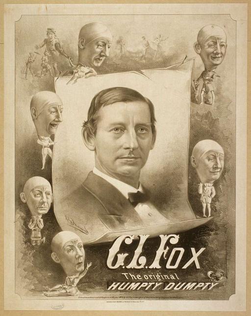 G.L. Fox the original Humpty Dumpty., theatrical poster, gl fox, humpty dumpty, actor, theatre, performance