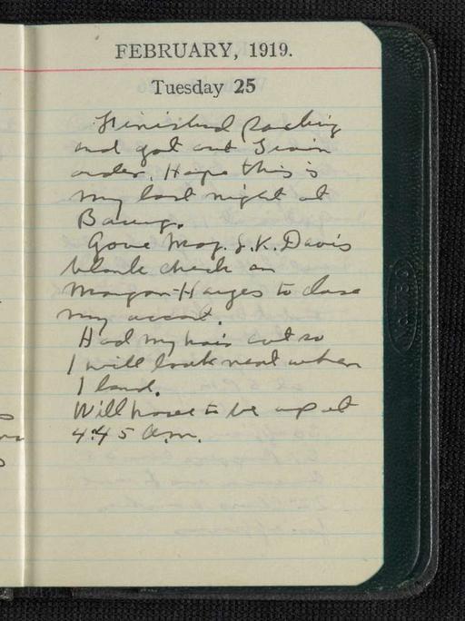 George S. Patton Papers: Diaries, 1910-1945; Original; 1918-1919