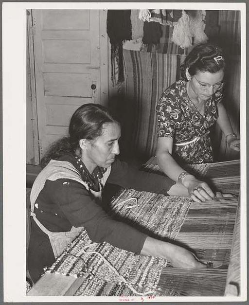 Spanish-American woman weaving rag rug at WPA (Works Progress ...