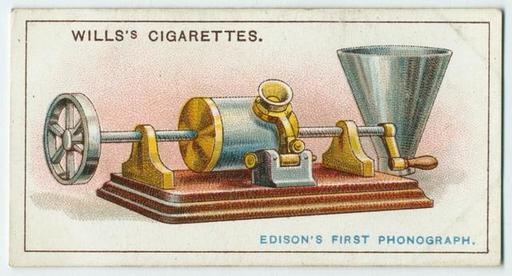 Edison's first phonograph. Cigarette Card — PICRYL