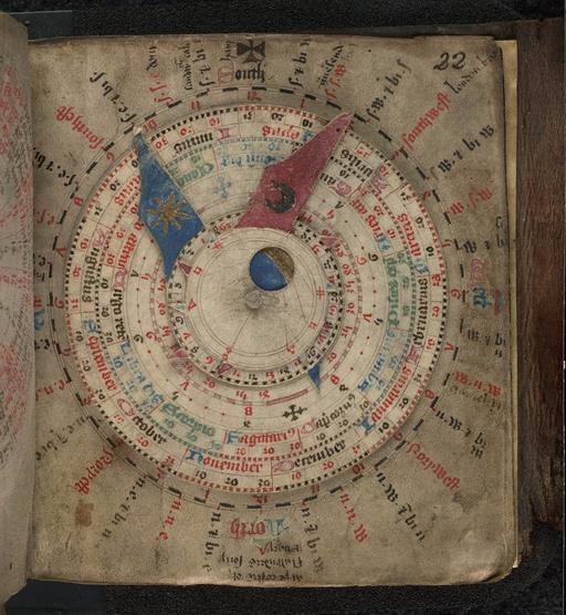 人文 manuscrit cultures Volvelle from BL Eg 848, f. 22 - Public domain medieval… — PICRYL